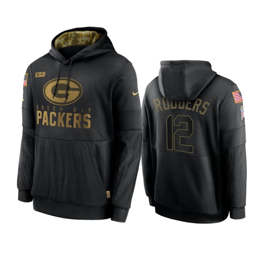 aaron rodgers packers black 2020 salute to service sideline performance hoodie