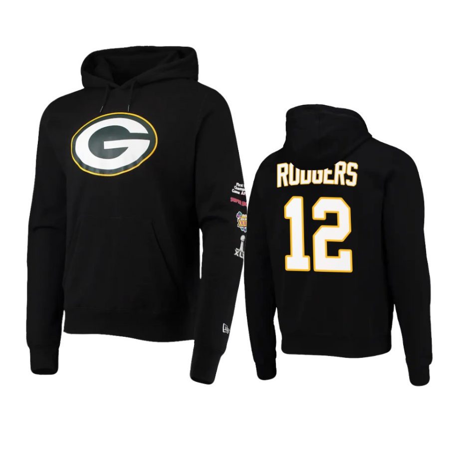 aaron rodgers packers black super bowl champions hoodie