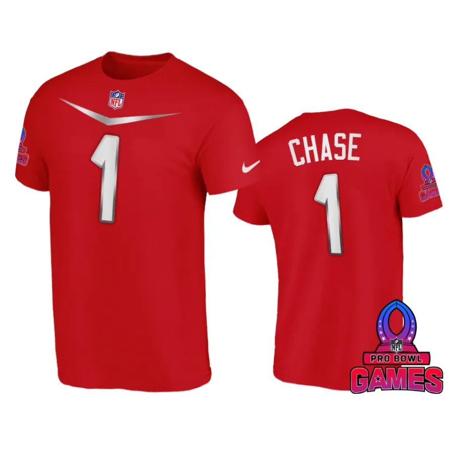 afc jamarr chase red 2024 pro bowl games name number t shirt