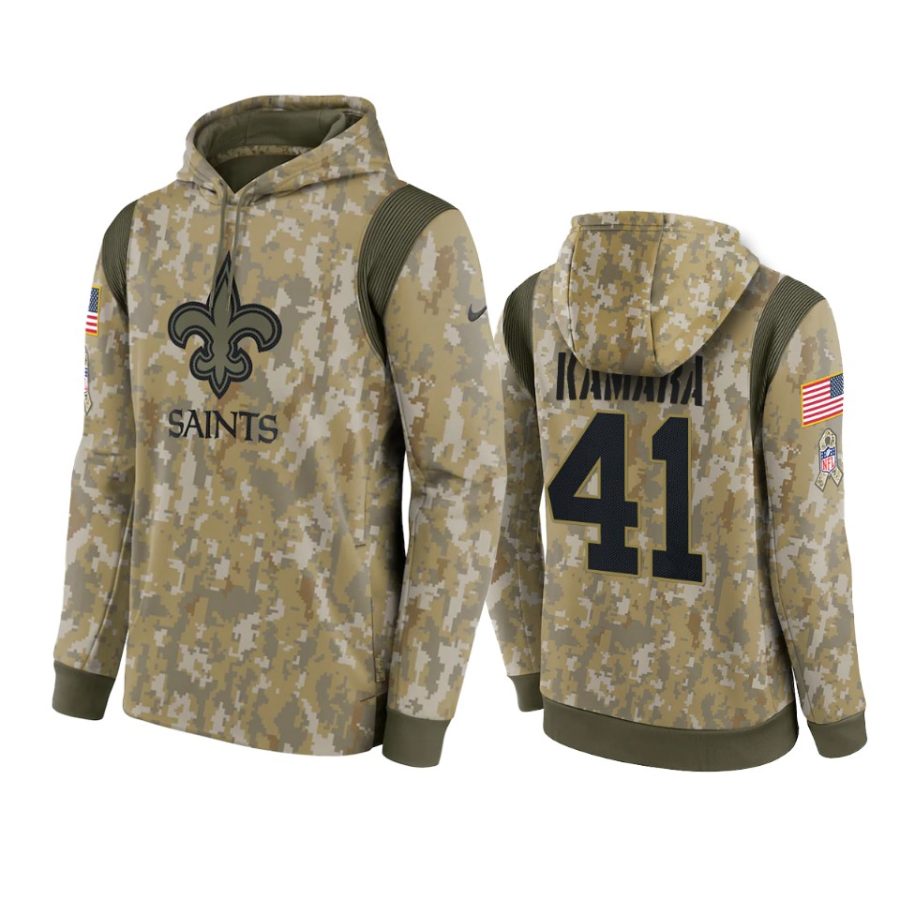 alvin kamara saints camo 2021 salute to service therma hoodie