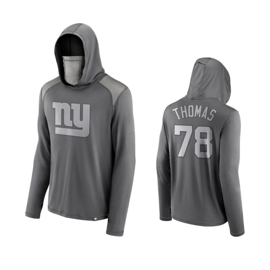 andrew thomas giants gray rally on transitional face covering hoodie