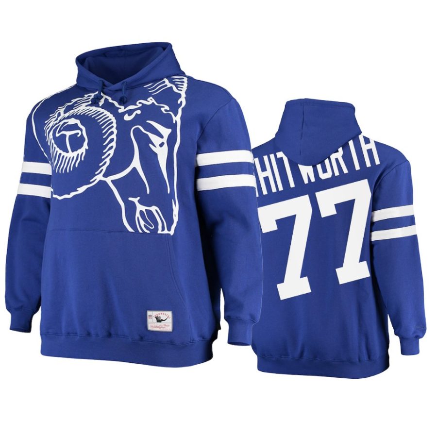 andrew whitworth rams royal big face hoodie