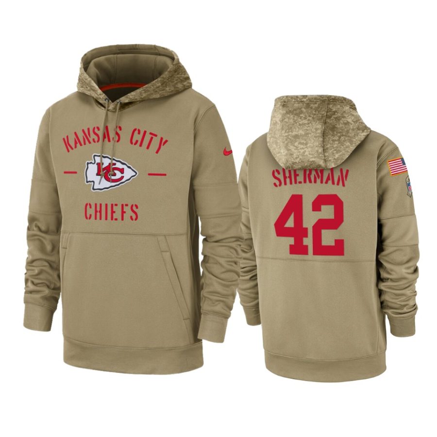 anthony sherman chiefs tan 2019 salute to service sideline therma hoodie