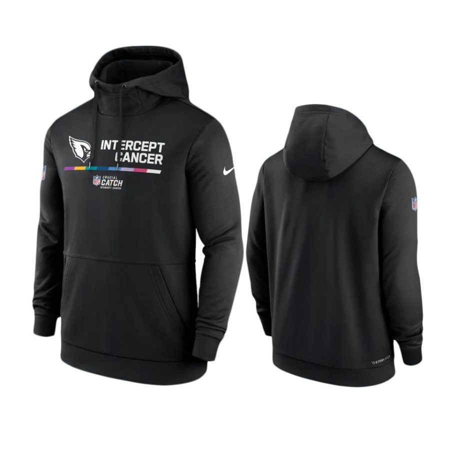 arizona cardinals black 2022 nfl crucial catch therma pullover hoodie