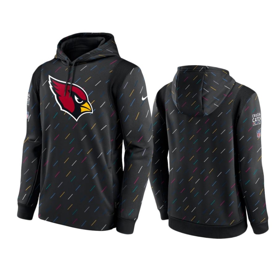 arizona cardinals charcoal 2021 nfl crucial catch therma pullover hoodie