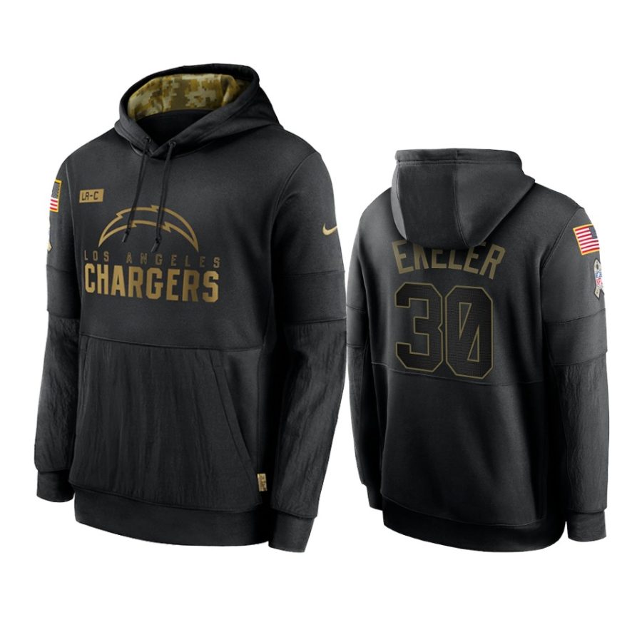 austin ekeler chargers black 2020 salute to service sideline performance hoodie