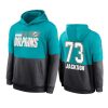 austin jackson dolphins aqua charcoal sideline impact lockup hoodie