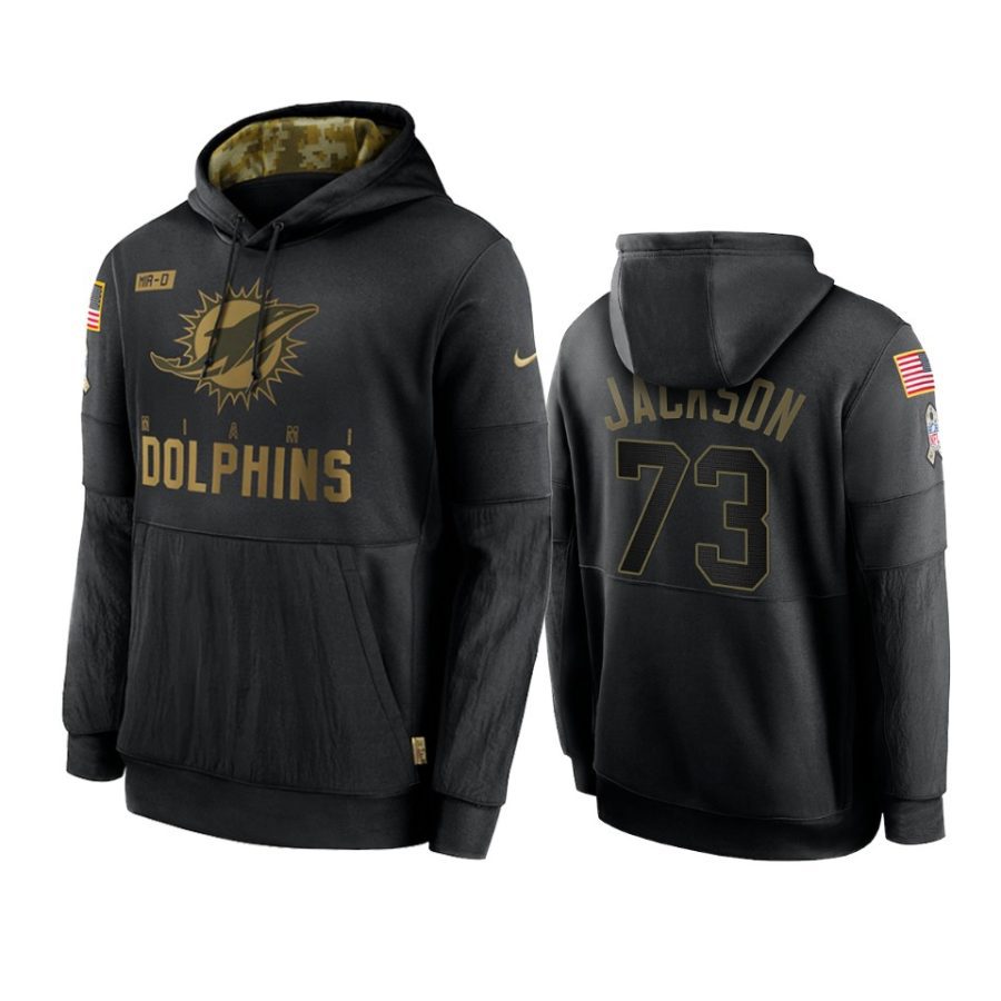 austin jackson dolphins black 2020 salute to service sideline performance hoodie