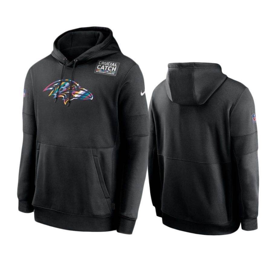 baltimore ravens black crucial catch sideline performance hoodie