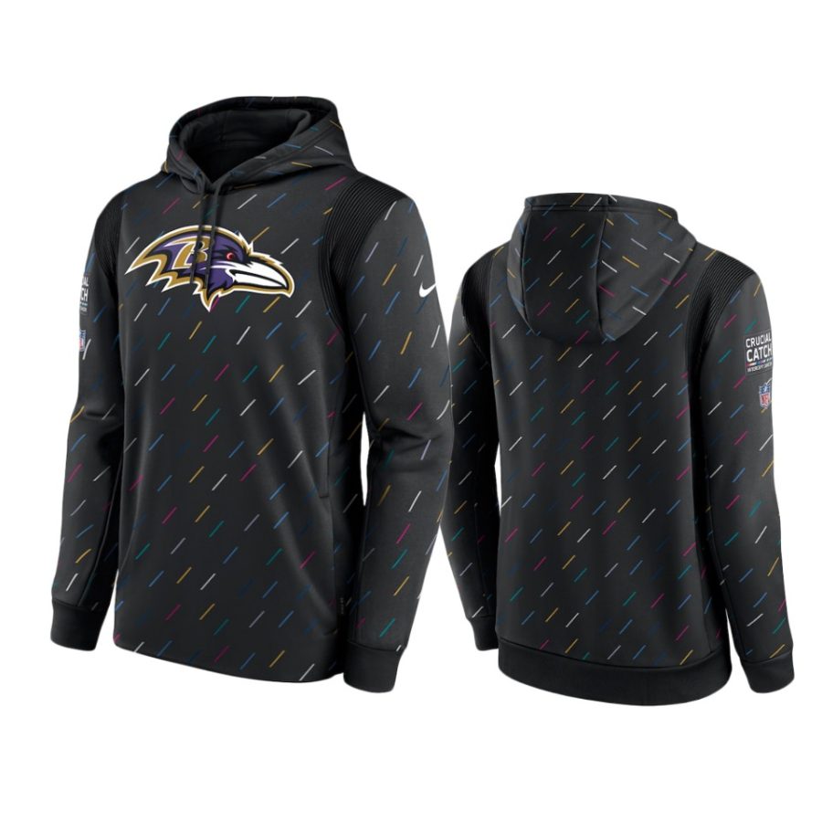 baltimore ravens charcoal 2021 nfl crucial catch therma pullover hoodie