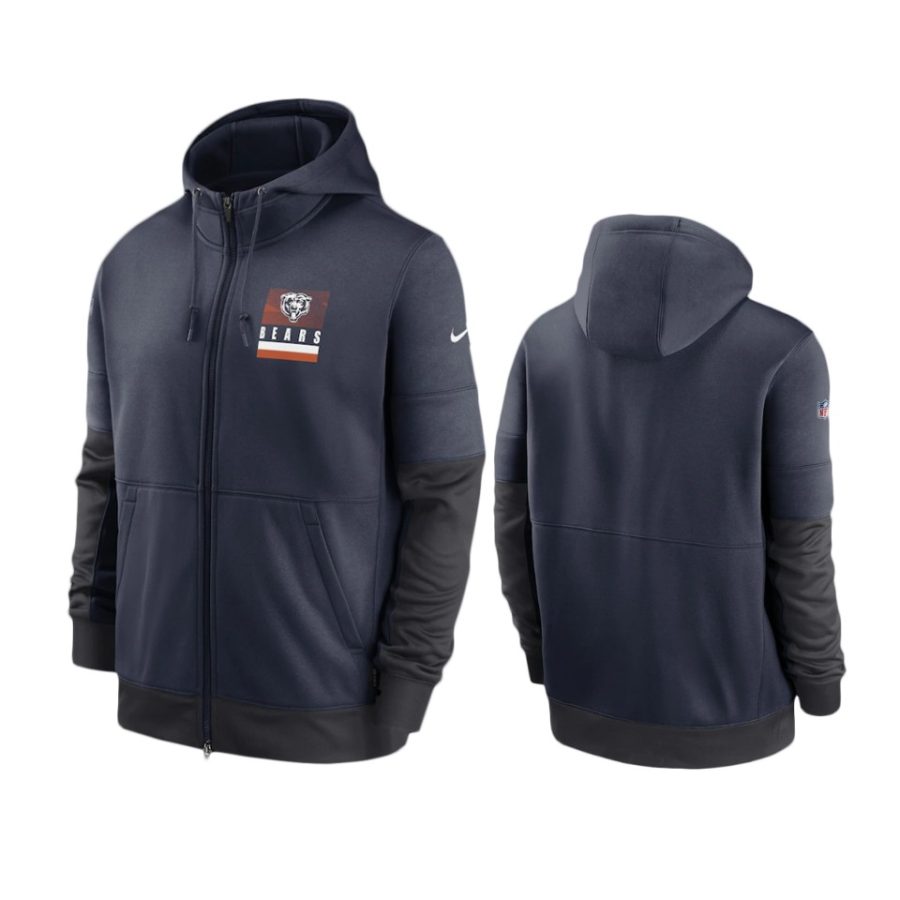 bears navy sideline impact lockup full zip hoodie