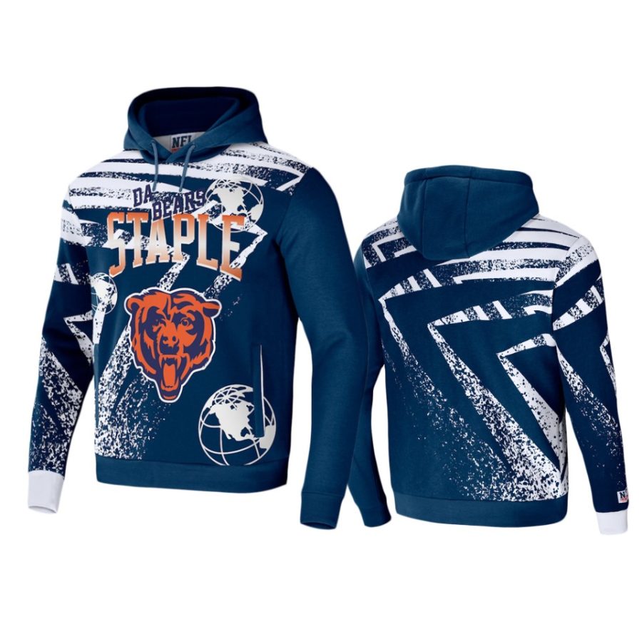 bears navy staple all over print hoodie