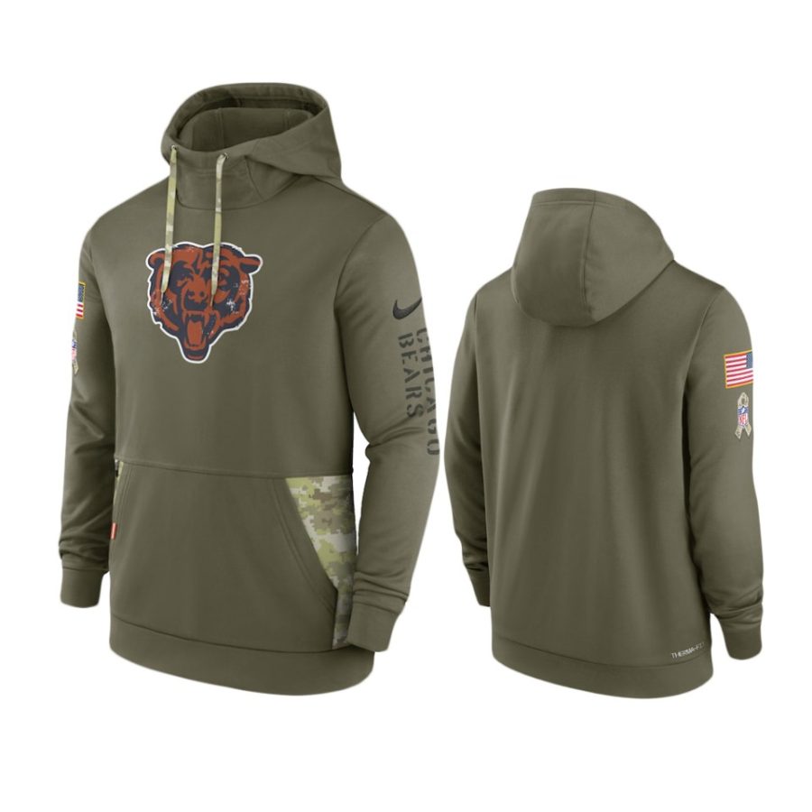 bears olive 2022 salute to service therma hoodie