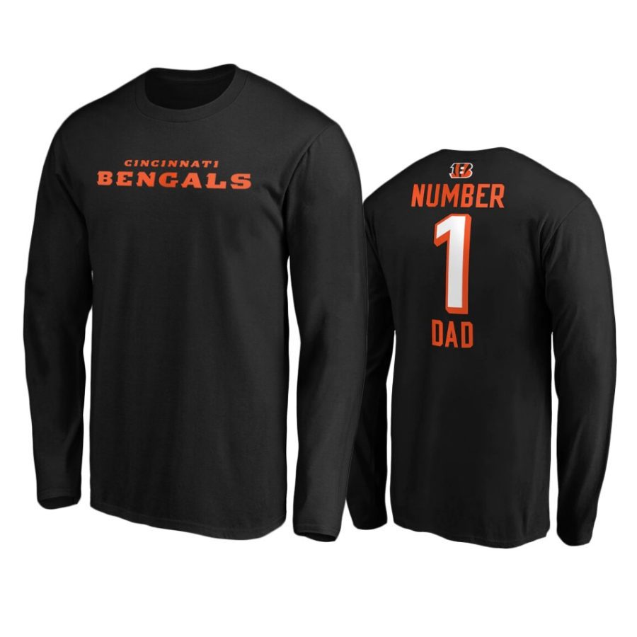 bengals black number 1 dad long sleeve t shirt