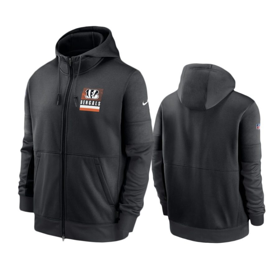 bengals black sideline impact lockup full zip hoodie