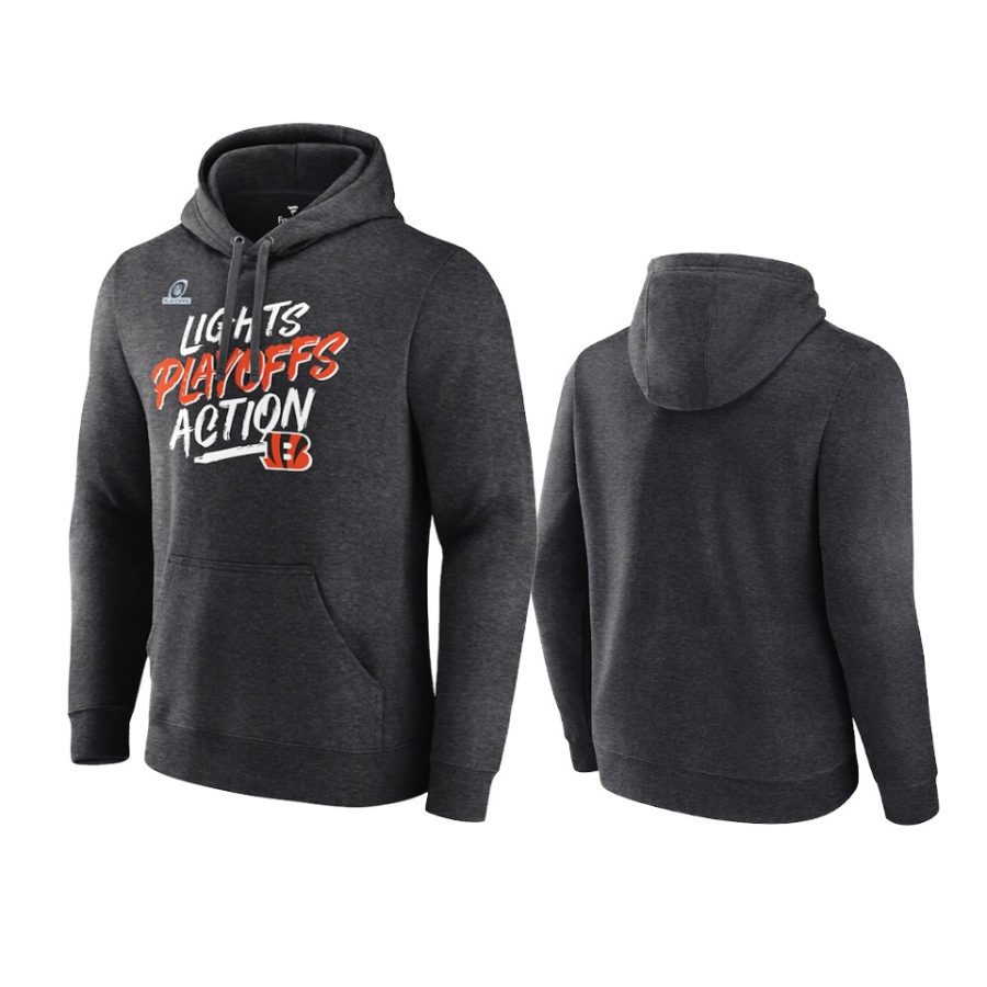 bengals charcoal 2021 nfl playoffs lights action hoodie