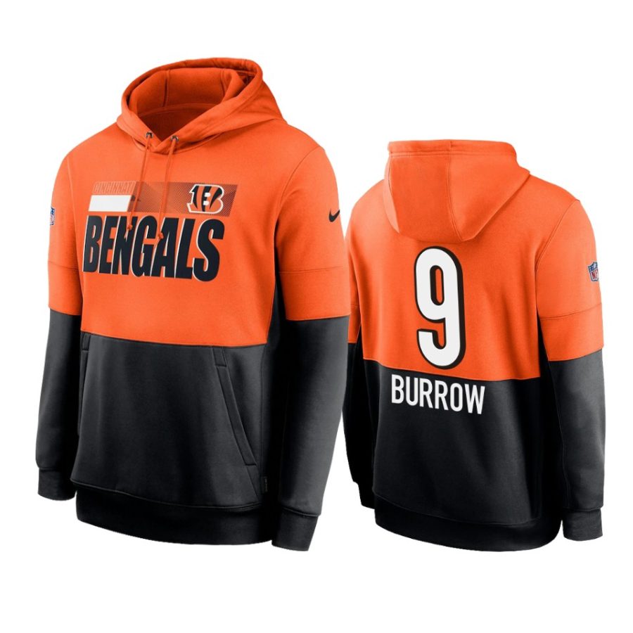 bengals joe burrow orange black sideline impact lockup hoodie