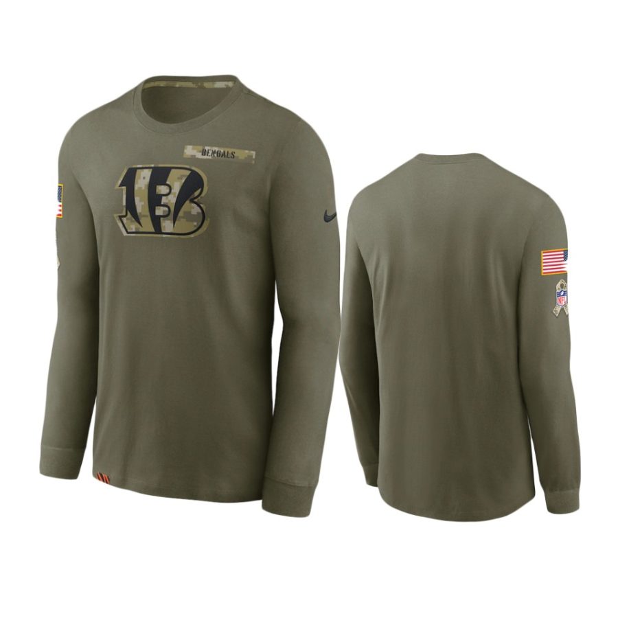 bengals olive 2021 salute to service performance long sleeve t shirt