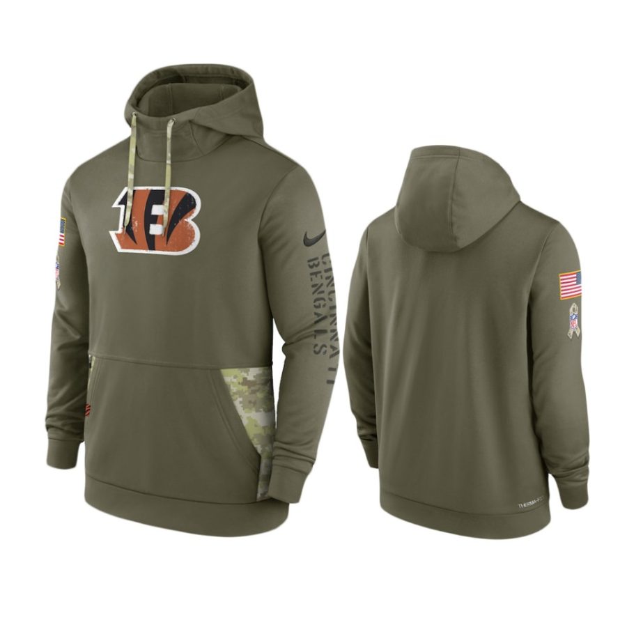 bengals olive 2022 salute to service therma hoodie