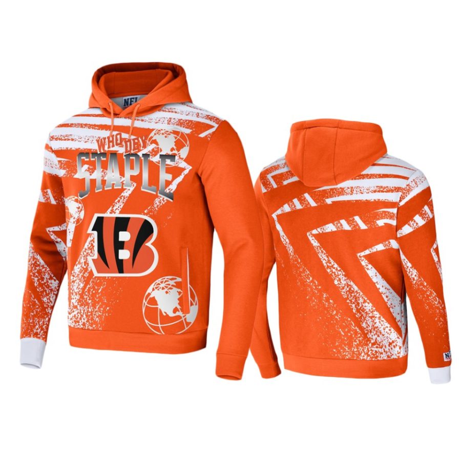 bengals orange staple all over print hoodie