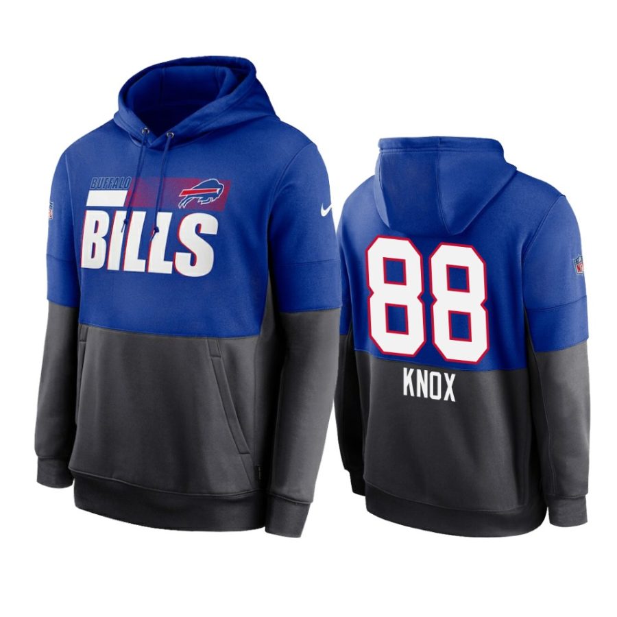 bills dawson knox royal charcoal sideline impact lockup hoodie