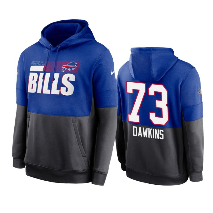 bills dion dawkins royal charcoal sideline impact lockup hoodie