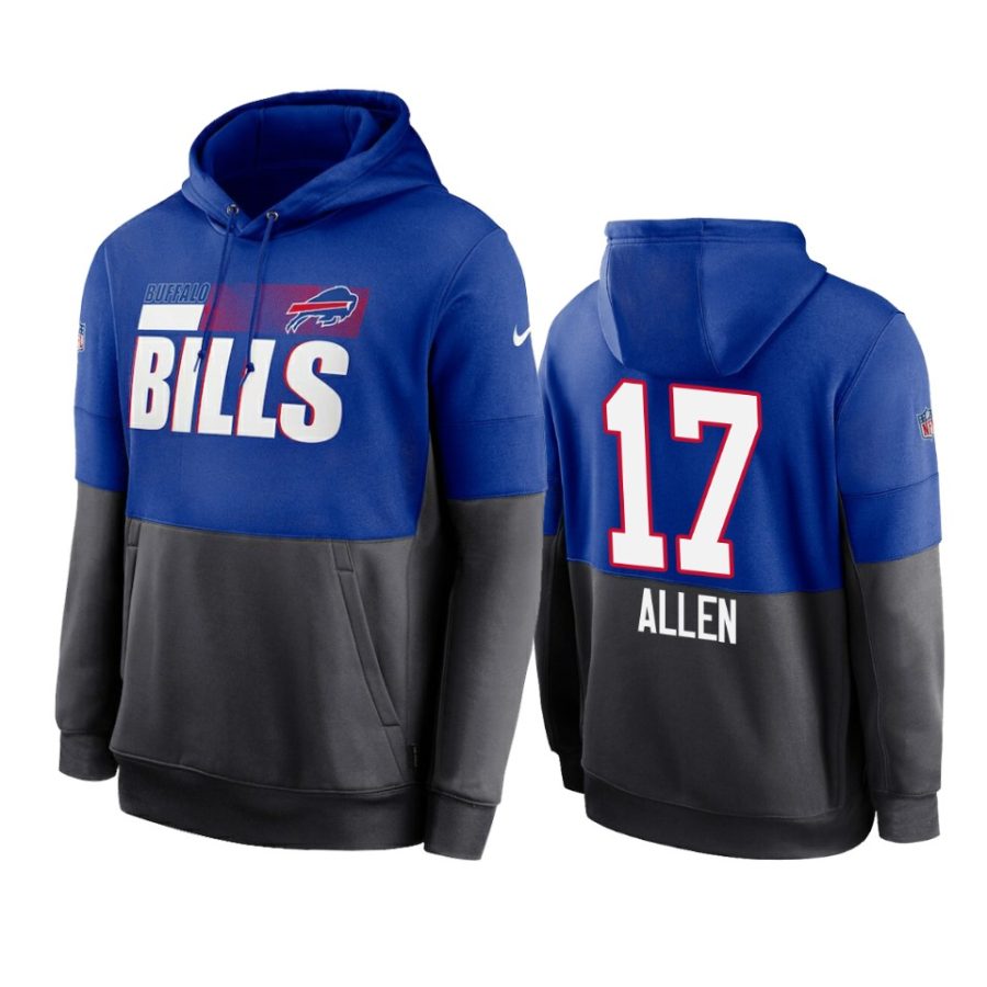 bills josh allen royal charcoal sideline impact lockup hoodie