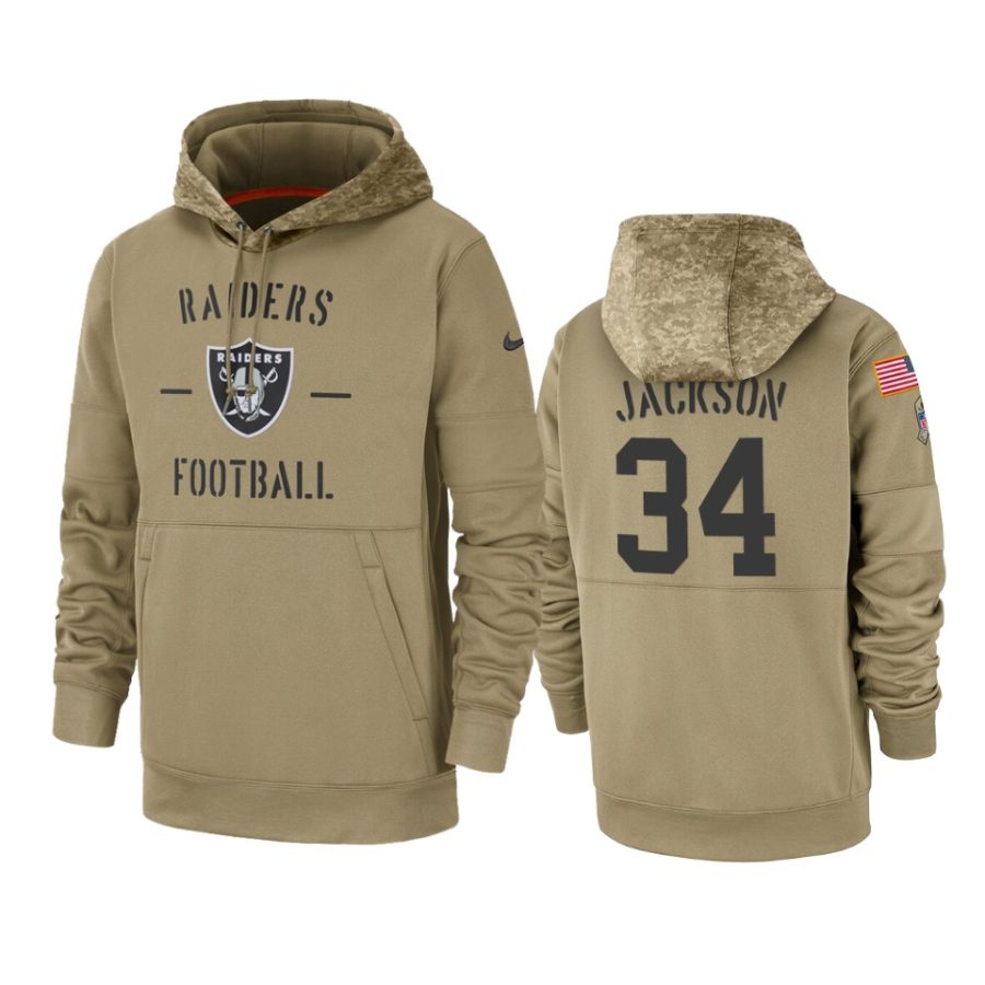 bo jackson raiders tan 2019 salute to service sideline therma hoodie