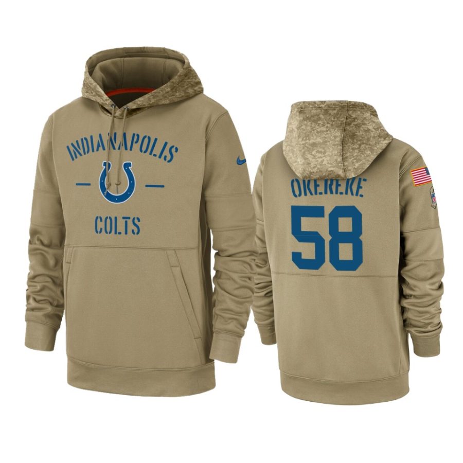 bobby okereke colts tan 2019 salute to service sideline therma hoodie