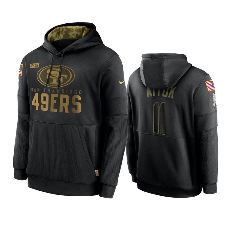 brandon aiyuk 49ers black 2020 salute to service sideline performance hoodie