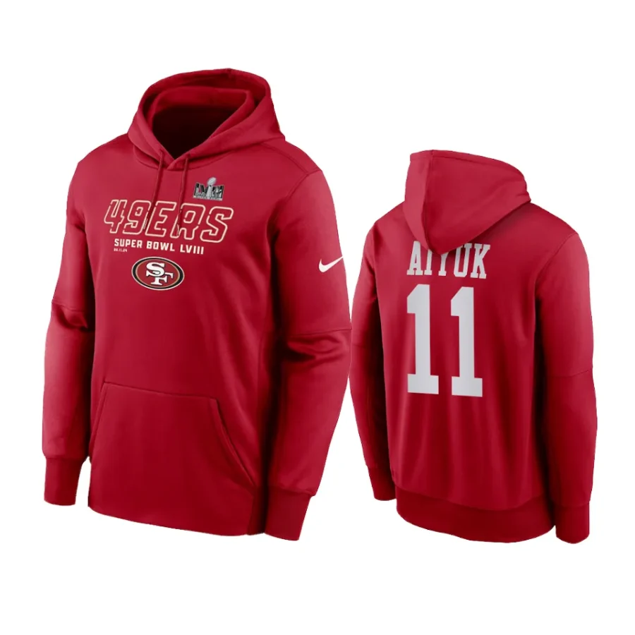 brandon aiyuk scarlet super bowl lviii hometown hoodie