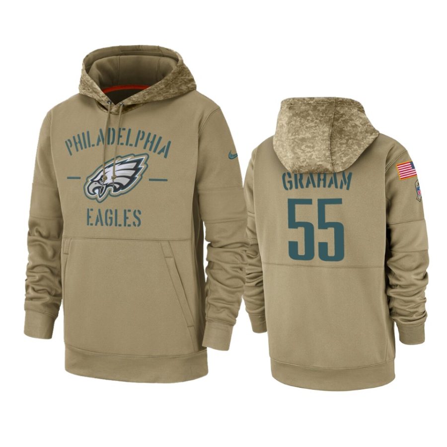 brandon graham eagles tan 2019 salute to service sideline therma hoodie