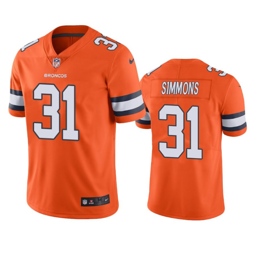 broncos 31 justin simmons orange color rush limited jersey