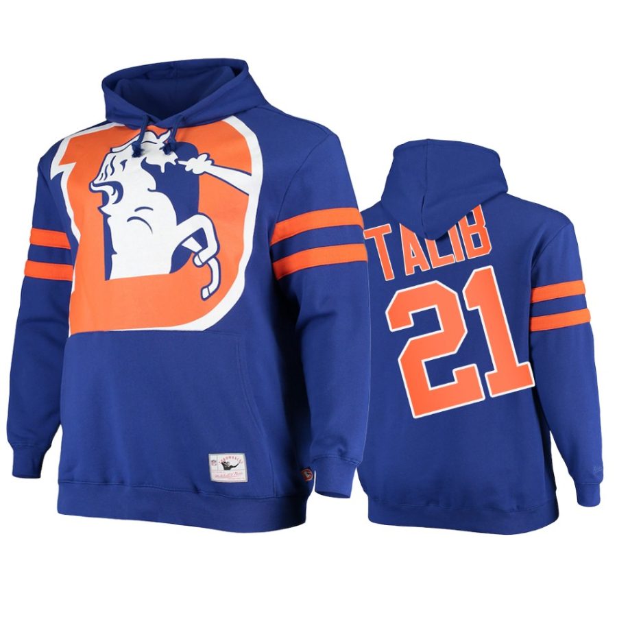 broncos aqib talib royal big face hoodie