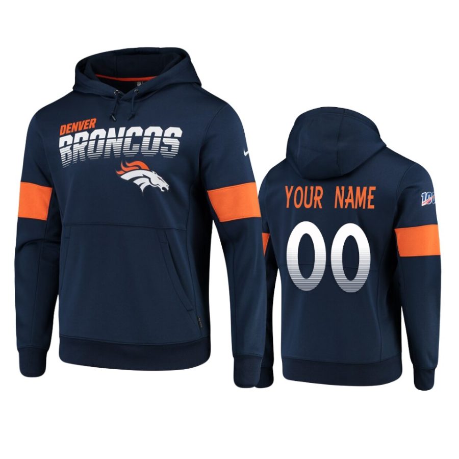 broncos custom navy sideline team logo 100th season hoodie