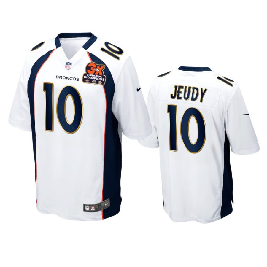 broncos jerry jeudy white 3x super bowl champions patch game jersey