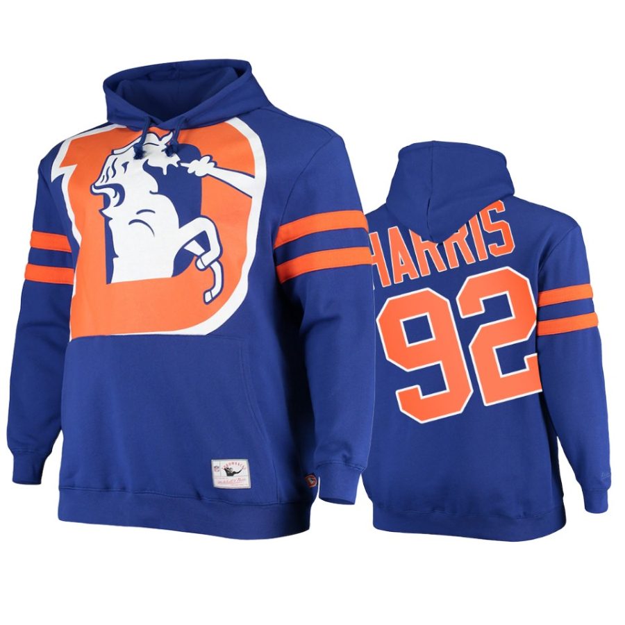 broncos jonathan harris royal big face hoodie