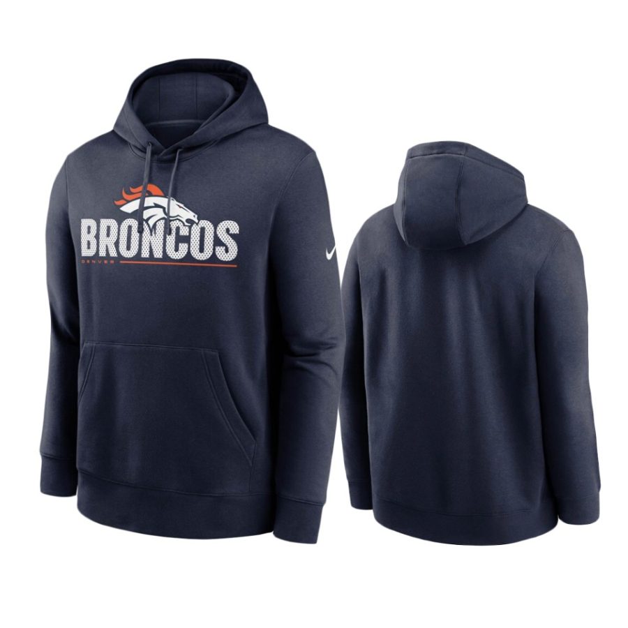 broncos navy impact club pullover hoodie