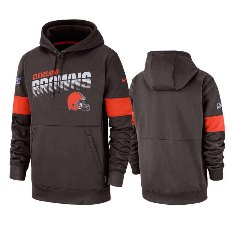 browns brown 100th season sideline team logo hoodie