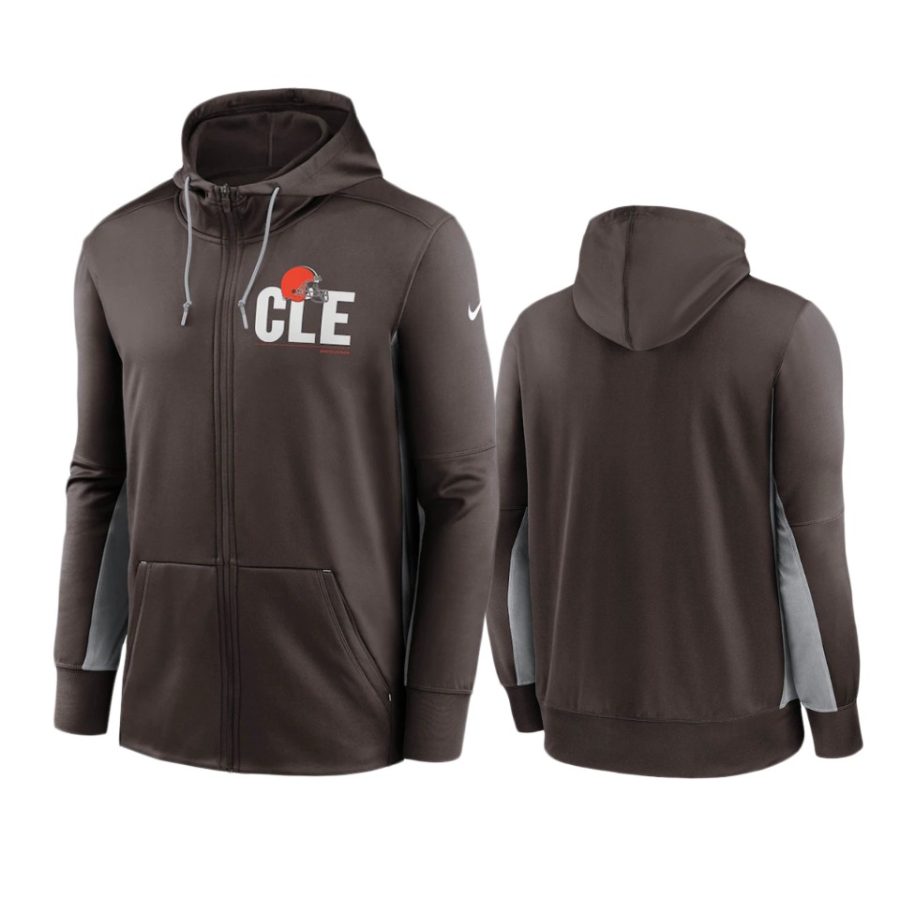 browns brown gray mascot performance full zip hoodie