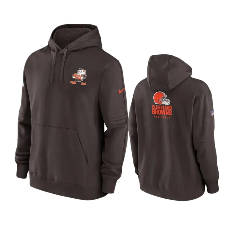 browns brown sideline club fleece hoodie