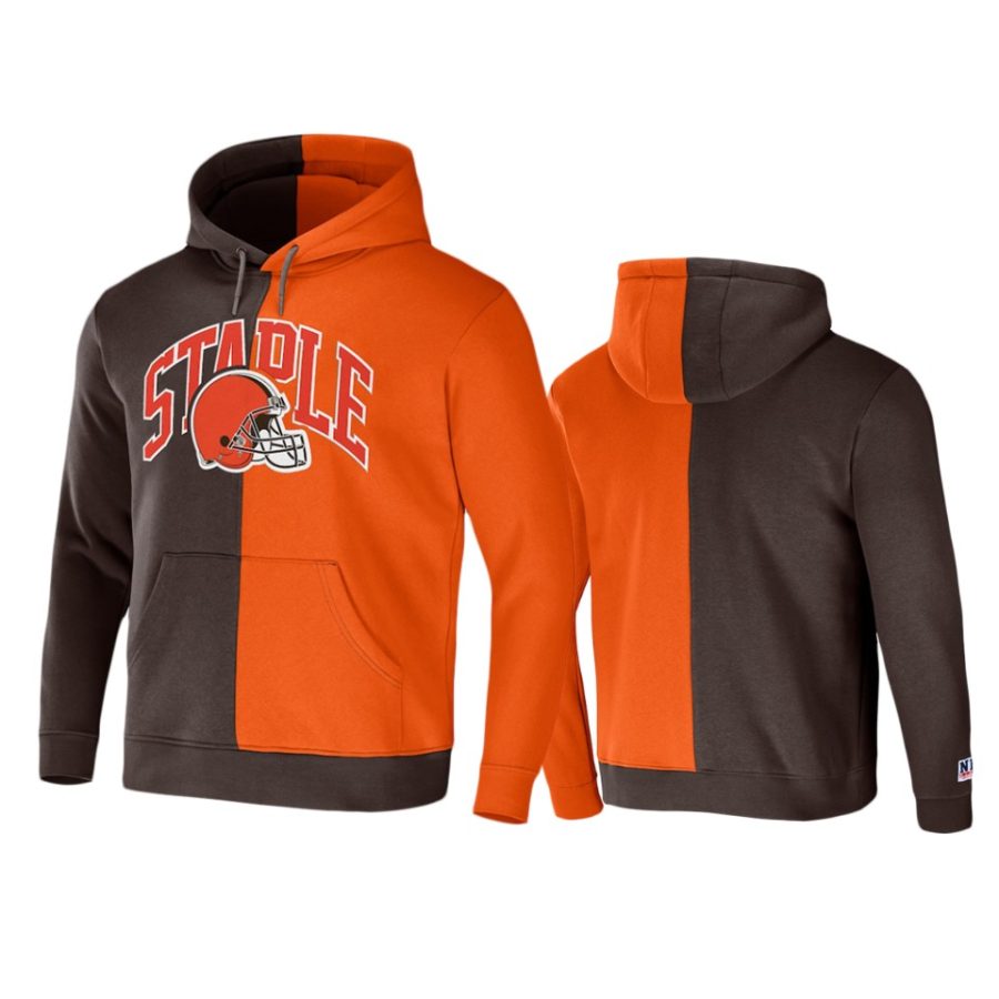 browns brown staple split logo hoodie