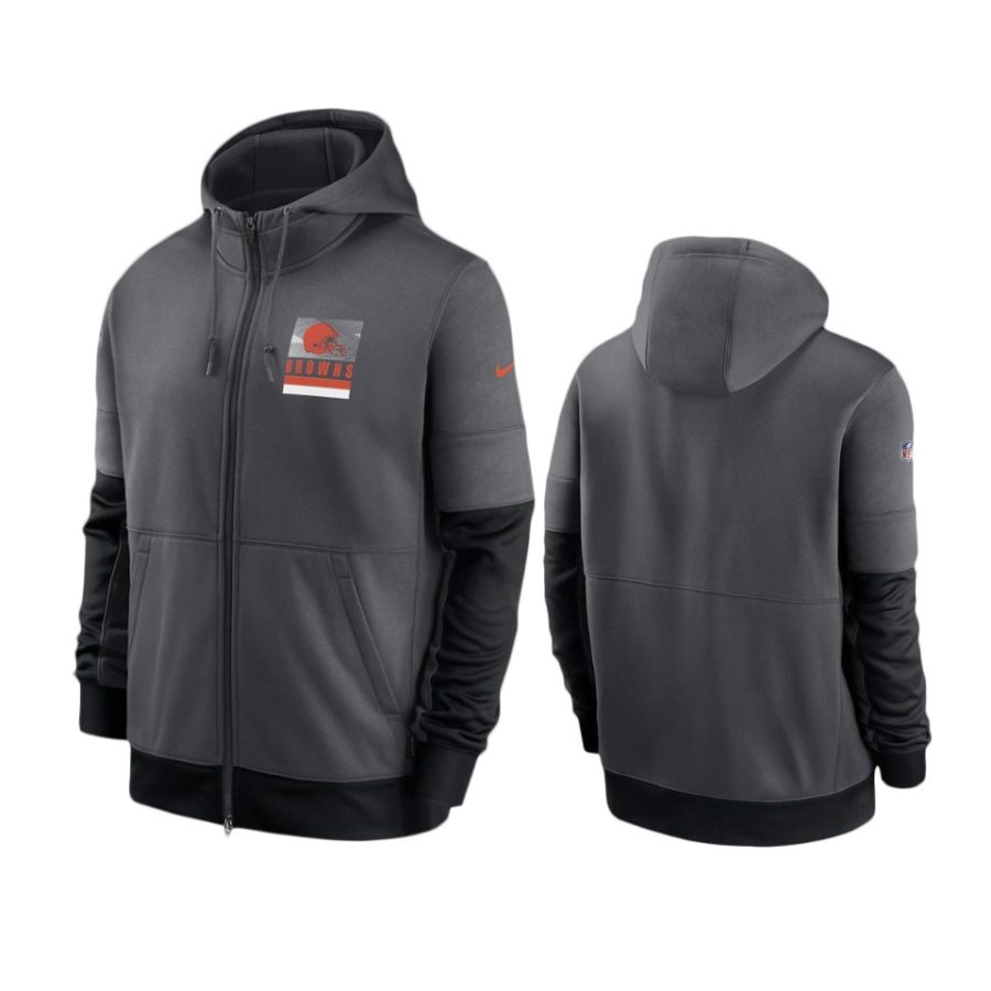 browns charcoal sideline impact lockup full zip hoodie