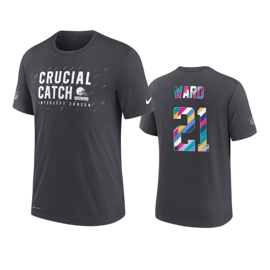 browns denzel ward charcoal 2021 nfl crucial catch t shirt