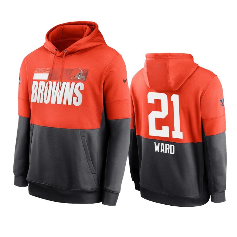 browns denzel ward orange charcoal sideline impact lockup hoodie