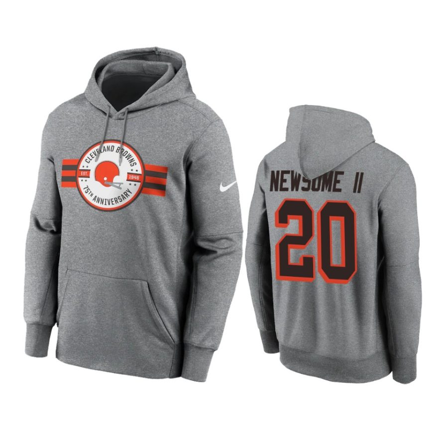 browns greg newsome ii heather gray 75th anniversary hoodie