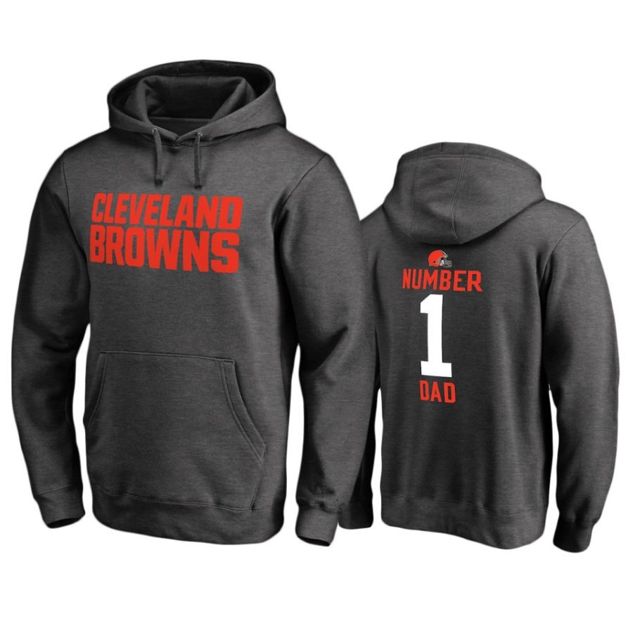 browns heather gray number 1 dad pullover hoodie