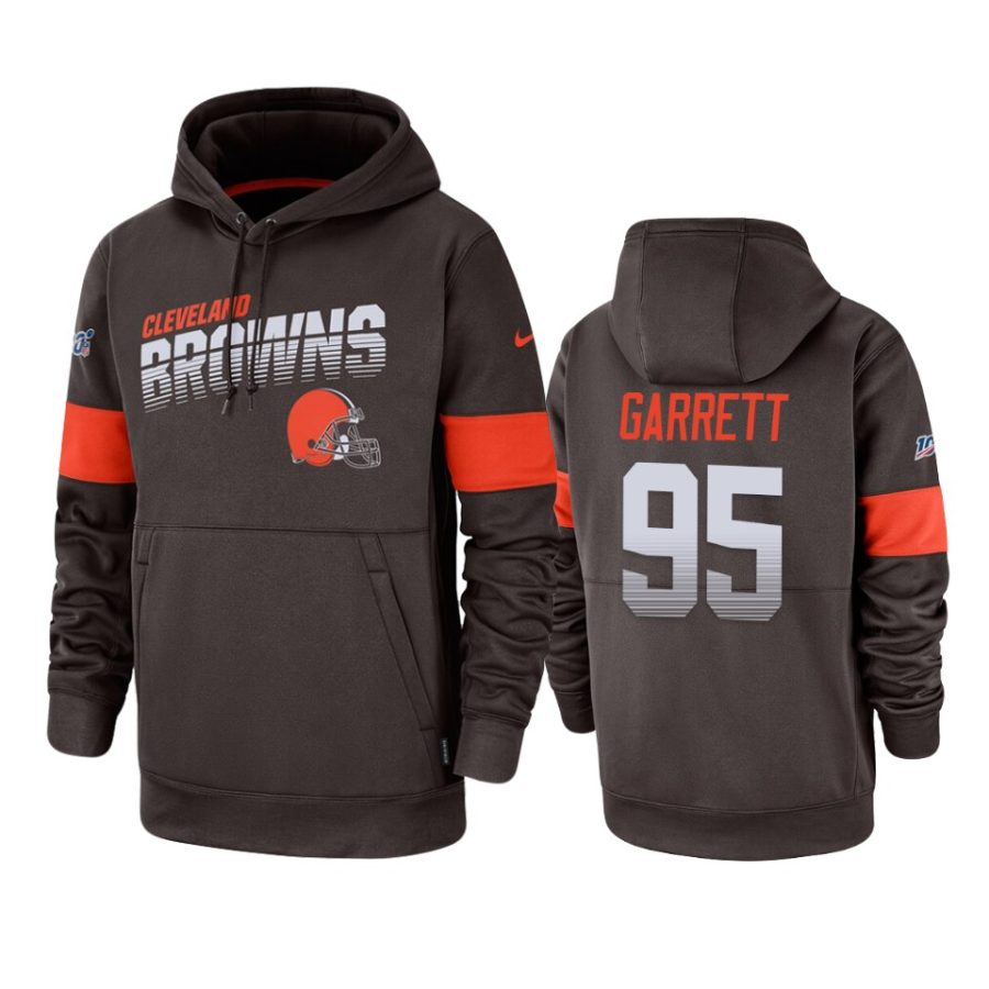 browns myles garrett brown sideline team logo 100th season hoodie