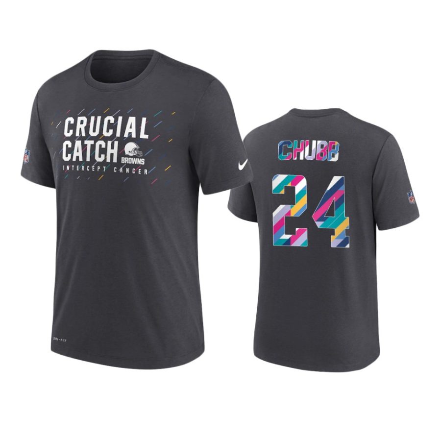 browns nick chubb charcoal 2021 nfl crucial catch t shirt