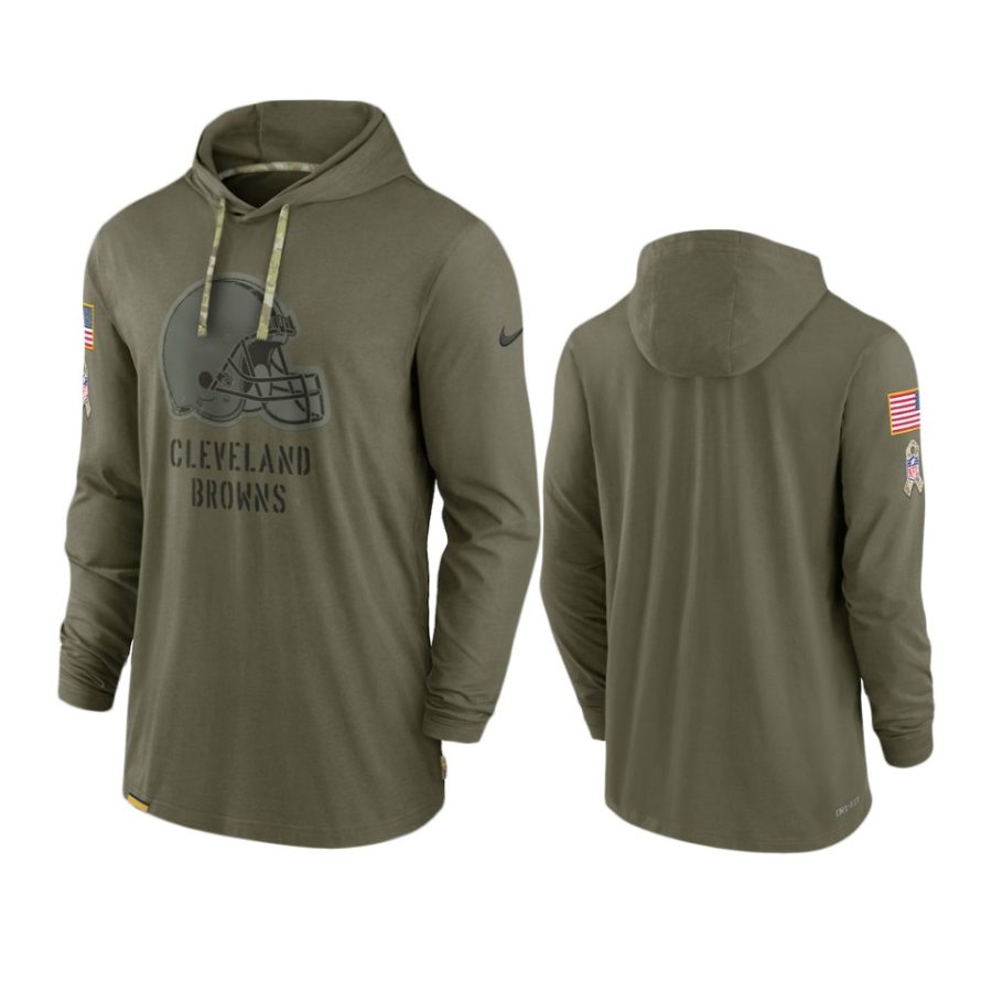 browns olive 2022 salute to service tonal pullover hoodie